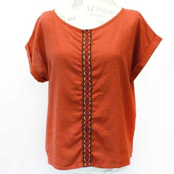 Kani Dress Woman Brown Linen Ethnic Top Blouse Tank Small - Picture 2 of 8
